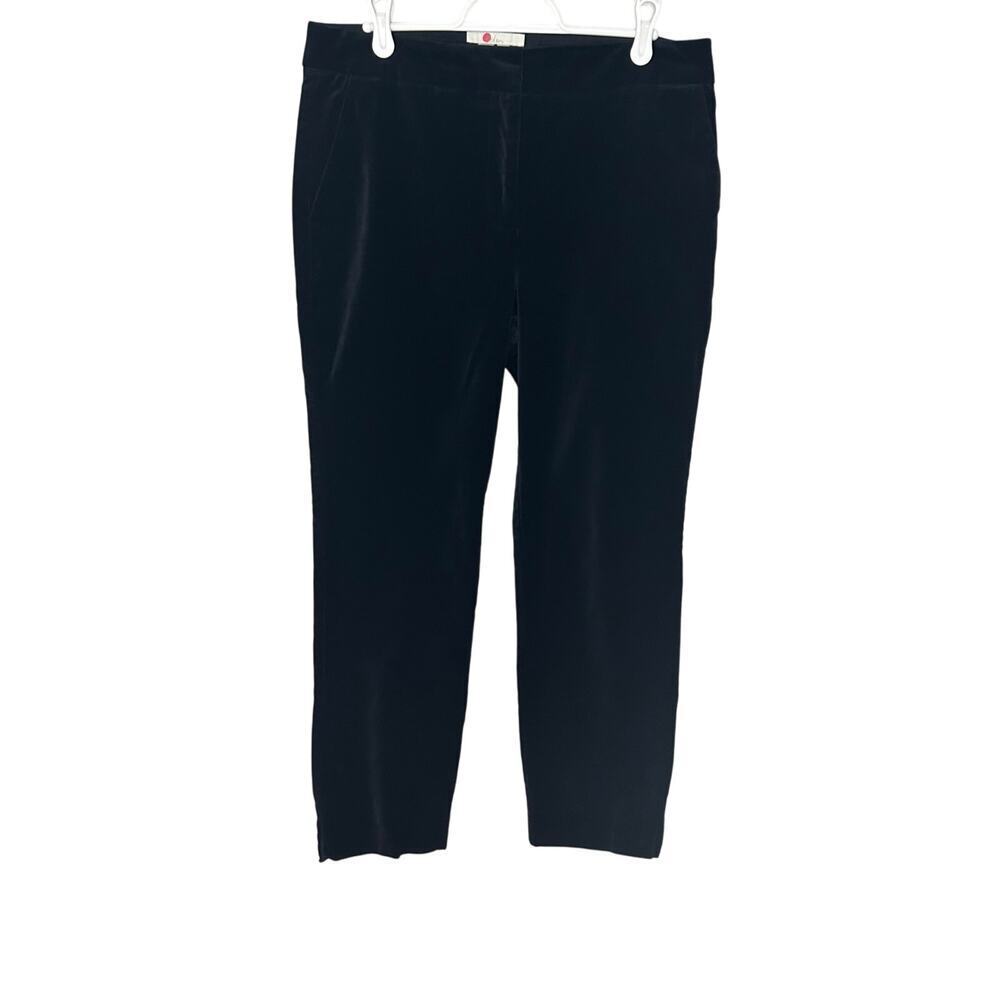 Boden women's black velvet stretch ankle tapered  high rise trouser pants size 8